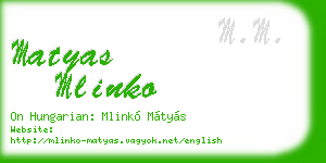 matyas mlinko business card
