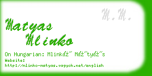 matyas mlinko business card